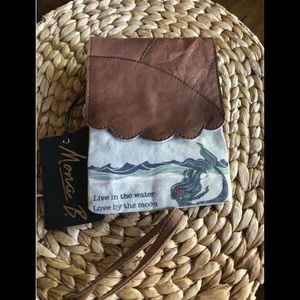 Mona B Recycled Canvas Mermazing Wisdom Crossbody Handbag Genuine Leather
